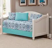Mk Home 5pc Daybed Set Oversized Quilted Bedspread Coverlet New (Floral Turquoise White Grey)