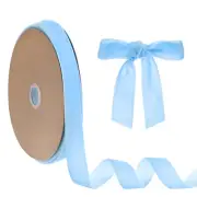 Thin Velvet Ribbon, 1'' 25 Yards Single Side Christmas Ribbon [Light Blue]