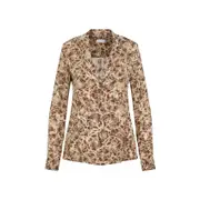 [Dries Van Noten] Dries Van Noten-Brown Colla Viscose Shirt-Donna 38 IT