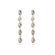 Culturesse Aka Sculptural Pebble Drop Earrings Sterling Silver Rhodium Plating