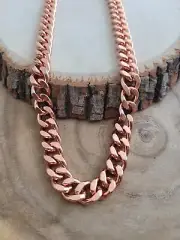 Pure Solid Copper Cuban Chain Necklace Curb Link Rider Arthritis 24" Necklace