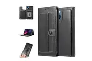 For Apple iPhone 13 Mini Case SupRShield Pro Luxury Wallet Leather Flip Magnetic Stand Case Cover (Black)