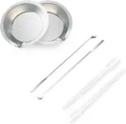 2Pcs Stainless Steel Small round Paint Tray&Paint Stirrer Suitable for Mixing of