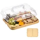 Charcuterie Board with Lid and Handle Portable Cheese Board 2 Compartment White