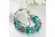 Pandora Inspired Full Set Beaded Charm Bracelet - Teal