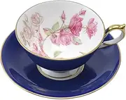 Ainsley Elizabeth Rose 305600108C Gold Tea Cup & Saucer, Athens Approx. 6.8 fl oz (200 ml), Cobalt