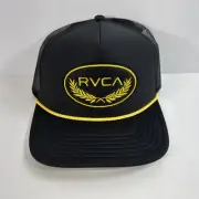 RVCA Gold Crest Logo Rope Deep Fit Foam Trucker Snapback Adjustable Hat Cap NEW