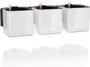 Lechuza Glossy Cube Triple Wall Planter Kit, High Gloss White