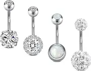 [Briana Williams] 14G Belly Button Ring Belly Button Piercing Belly Rings Surgical Stainless Steel Belly Navel Rings Body Jewelry for Women Silver Gold