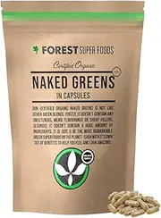 Naked Greens Premium Greens Blend in capsules - Spirulina, Chlorella, Moringa, Wheatgrass + Barley Grass - 300x Capsules + Certified Organic - Forest Super Foods
