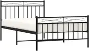 vidaXL Robust Powder-Coated Steel Bed Frame with Metal Slats and Legs, Extra Under Bed Storage, Functional Headboard and Footboard, Bedroom Furniture, Black 107x203 cm