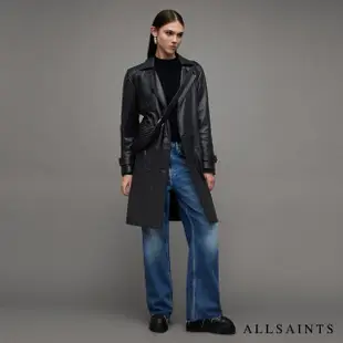 【ALLSAINTS】OKENA 羊皮中長版風衣Black WL088Z(修身版型)