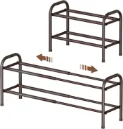 2-Tier Expandable Shoe Rack Adjustable Shelf Storage Organizer Heavy Duty Metal