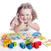 Expressions Matching Block Puzzles Building Cubes Toy Games - Educational Montessori Toys for Kids Ages 3 Years and Up - 1pack