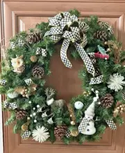 **SALE** Designer Inspired Black White Check Winter Wreath Snowman Owl +More!