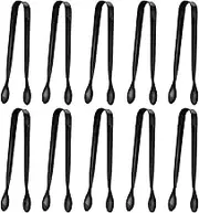 Mini Serving Appetizers Tongs, Stainless Steel, Black, 4.3 Inch, 10 Pack