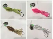 2 Handmade Fluke Flounder Rigs Holographic Squid Lure Sea Bass Cod Blade Sz 5/0