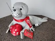Vintage Coca Cola Baby Seal Plush W/ Star Ball & Scarf Soft Stuffed Toy 1992 14"