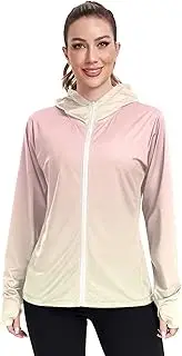[GAIGEO] Womens Rash Guards Jacket UV Protection Sun Shirt Long Sleeve Hoodie SPF 50 Pink Light Golden Gradient S