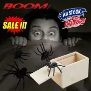Spider In a box prank Wooden Scare Box Toy Trick Halloween Party GT