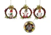 bulk 12 Xmas Hanging Santa Wreath W Led Light 3 Assort Decoration 18x18cm