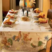 Roosters Tablecloth 170 x 360 - 100% Linen - Made in Italy