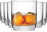 Faye Crystal Whiskey Lowball Glasses Set of 6, 10oz Hand Made Short Glass Tumbler with Heavy Base. Double Old Fashioned Rocks Glass for Scotch or Bourbon Dishwasher Safe Glassware.