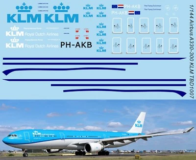 1/144 Water Decals For Airbus A330-300 KLM Royal Dutch Airlines Decal TBD1007
