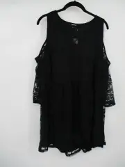 Torrid Womens Top 2X Black Lace Overlay Cold Shoulder Plus Size Cocktail Party