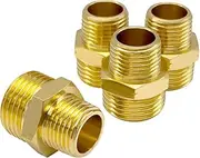 Hooshing 4PCS Garden Hose Adapter 1/2" NPT to 3/4" GHT Male to Male Solid Brass Hose Connector Pipe Fittings