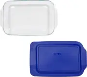 Pyrex 233 3qt Glass Baking Dish with 233-PC 3qt Blue Lagoon Lid
