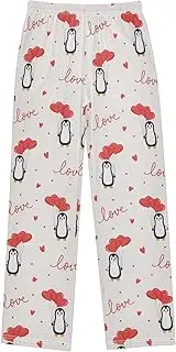 [ZZXXB] Penguin Love Balloon Boys Long Pants Soft Trousers Elastic Waist Kids Lounge Bottoms with Pockets S-XL