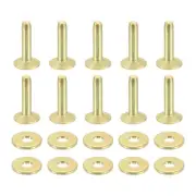 50 Set 9x3.3x14mm Solid Copper Rivets and Burrs Leather Fastener, Gold Tone