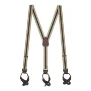 SuspenderStore Striped Y-Back Suspenders- 1-Inch Wide Elastic- BUTTON - 3 Sizes