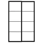 PAX pair of sliding door frames w rail, black, 150x236 cm