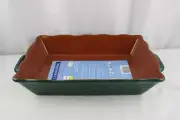 New Corningware Casual Collection 3QT Rectangular Baker Green Stoneware