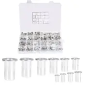 Metric M3-M8 + SAE 6-32-1/4-20 Aluminum Rivet Nut Rivnut Nutsert Kit 300Piece