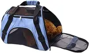 ROMISBABA Portable Pet Carrier Backpack Blue Dog Cat Travel Bag with Mesh Windows and Safety Zippers for Outdoor Adventures and Easy Access to Your Pet