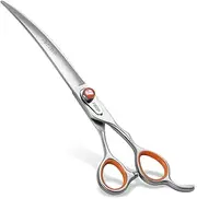 FOGOSP Professional Curved Grooming Scissors for Dogs 8 inch 30 Degree Long Downward Curved Grooming Shears for Poodles Large Dog Pet Japan 440C Super Sharp and Durable