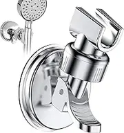Adjustable Shower Head Holder, Removable Suction Cup Shower Head Bracket No Drill Handheld Shower Head Bracket with Chrome Polished for Bathroom (1PCS)