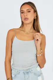 Grey Singlet Top Round Neck Supersoft - Size XL, Women's Singlet