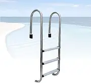 Pool Ladder,with 3 Step Stainless Steel Pedals and Armrest,for Inground Pools Water Park,Easy Installation(3-steps1.0mm)