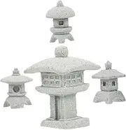 Outanaya 4pcs Fairy Decorations Chinese Decorations Japanese Home Decor Mini House Ornament Chinese Temple Model Sand Garden Decor Pagoda Ornament Miniature Scene Pagoda Bonsai Adorn Statue