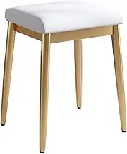Vanity Stool Bedroom Vanity Chair Upholstered Seat Makeup Stool Dressing Table Chair Small Dining Stool Dressing Room Stool Reception Room Stool Metal Stool Legs(White)