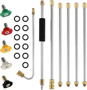 Abizarch Pressure Washer Extension Wand 1/4 Inch Quick Connect Washer Lance with with 0-60° Nozzles Anti-Leaked O-Ring Washers for Cleaning Garden Car Irrigating ZHAZHAMO(one)