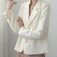 在飛比找蝦皮商城精選優惠-黑色寬鬆女大衣外套七分粉色外套短款女西裝外套春季包郵促銷服裝