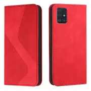 Samsung Galaxy A71 4G Case, PU Leather Flip Cover Magnetic Closure Wallet Card Slots Stand Case - Red