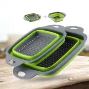 Square Collapsible Kitchen Strainer Folding Silicone Fruits Vegetables Colander