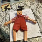 Pinocchio handmade wood marionette puppet doll on a string toy 10 inch tall