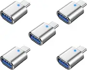 5Pack USB C to USB Adapter 3.1 Gen 2, tunghey 10Gbps USB to USB C Adapter, USB-C Male to USB 3.0 A Female USB 3.2 Type C OTG Converter for Mac-Book pro Laptop PC Silver